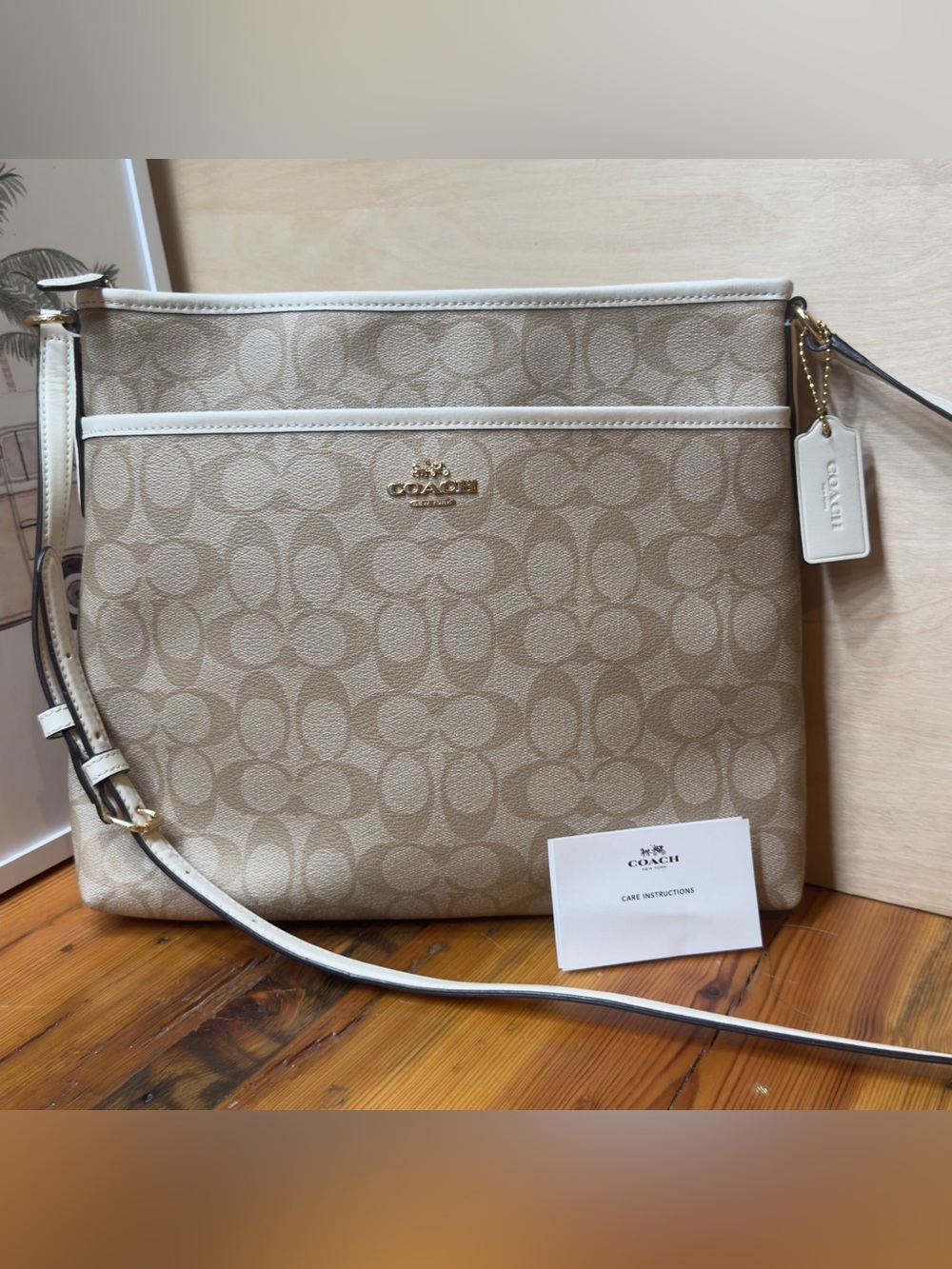 Coach Tan Signature Monogram Crossbody Bag